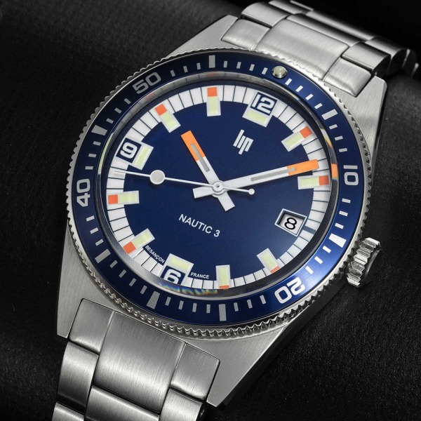 Montre LIP Nautic 3 Cadran Bleu Bracelet Acier