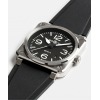 Montre BELL & ROSS BR 03 Black Steel 41mm Bracelet Caoutchouc Noir