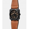 Montre BELL & ROSS BR 03 Heritage Ceramic 41mm Bracelet Cuir Marron