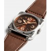 Montre BELL & ROSS BR 03 Golden Heritage Ceramic 41mm Bracelet Cuir Marron