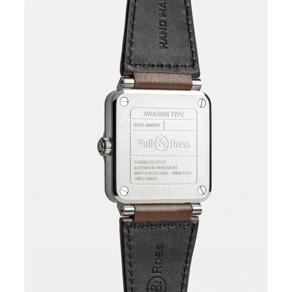 Montre BELL & ROSS BR 03 Golden Heritage Ceramic 41mm Bracelet Cuir Marron