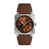 Montre BELL & ROSS BR 03 Golden Heritage Ceramic 41mm Bracelet Cuir Marron