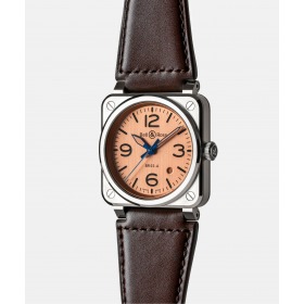 Montre BELL & ROSS BR 03 Copper 41mm Bracelet Cuir Marron