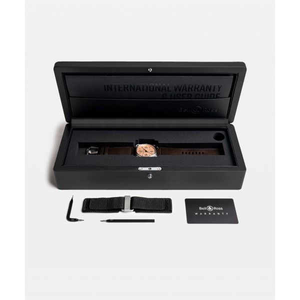 Montre BELL & ROSS BR 03 Copper 41mm Bracelet Cuir Marron