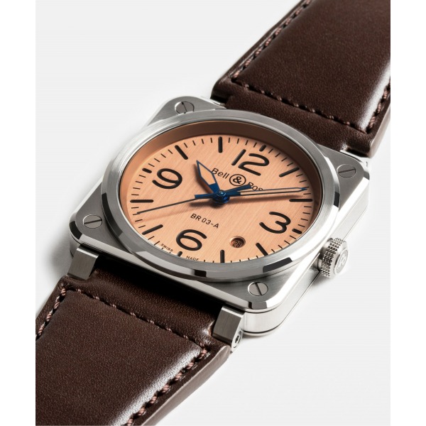 Montre BELL & ROSS BR 03 Copper 41mm Bracelet Cuir Marron