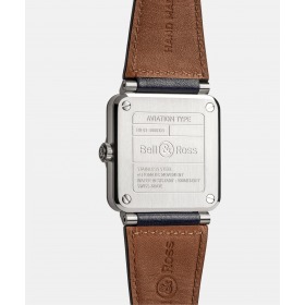 Montre BELL & ROSS BR 03 Blue Steel 41mm Bracelet Cuir Bleu