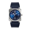 Montre BELL & ROSS BR 03 Blue Steel 41mm Bracelet Cuir Bleu