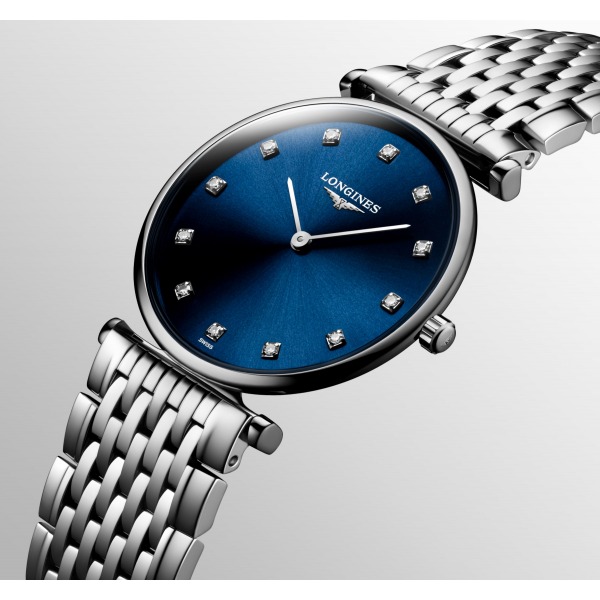 Montre Longines La Grande Classique Bracelet Acier Cadran Bleu Index Diamants