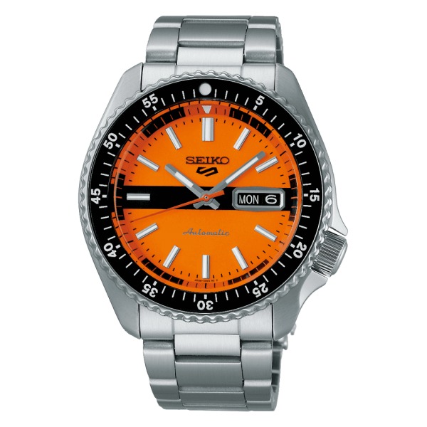 Montre Seiko 5 Automatique 3 aiguilles Bracelet Métal Cadran Orange