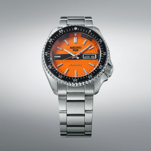 Montre Seiko 5 Automatique 3 aiguilles Bracelet Métal Cadran Orange