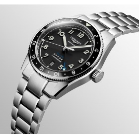 Montre Longines Spirit Zulu Time Automatique 39mm Lunette Noire Bracelet Acier