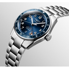 Montre Longines Spirit Zulu Time Automatique 39mm Lunette Bleue Bracelet Acier