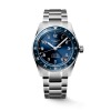 Montre Longines Spirit Zulu Time Automatique 39mm Lunette Bleue Bracelet Acier