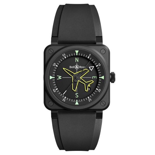 Montre BELL & ROSS BR 03 Gyrocompass 41mm Bracelet Caoutchouc Noir