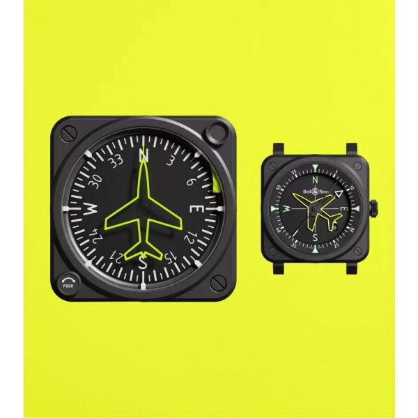 Montre BELL & ROSS BR 03 Gyrocompass 41mm Bracelet Caoutchouc Noir