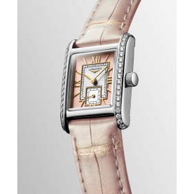 Montre Longines Mini DolceVita Sertie Diamants Bracelet Cuir Rose