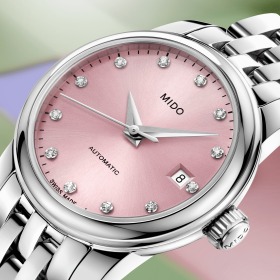Montre Mido Baroncelli Lady Twenty Five Auto Cadran Rose Bracelet Acier 25MM