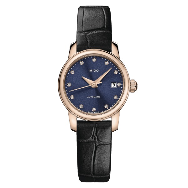 Montre Mido Baroncelli Lady Twenty Five Auto Cadran Bleu Bracelet Cuir 25MM