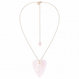 Collier Ginette NY Angèle Jumbo Pink Quartz Heart On Chain