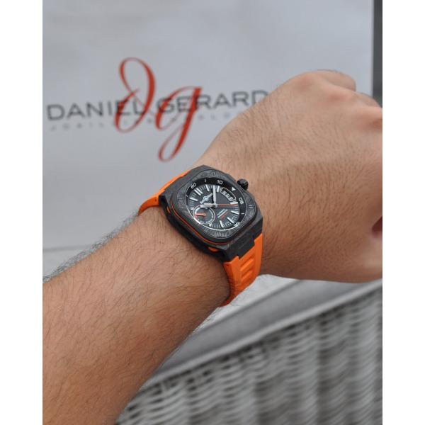 Montre BELL & ROSS BR-X5 CARBON ORANGE Bracelet Caoutchouc