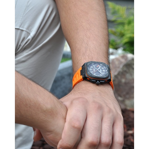 Montre BELL & ROSS BR-X5 CARBON ORANGE Bracelet Caoutchouc