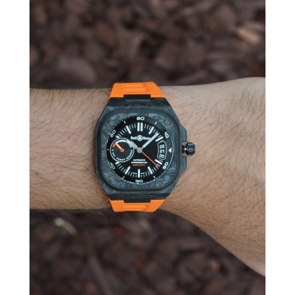 Montre BELL & ROSS BR-X5 CARBON ORANGE Bracelet Caoutchouc