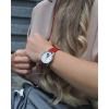 Montre LIP Femme Himalaya 33 mm Cadran blanc Bracelet cuir lisse rouge