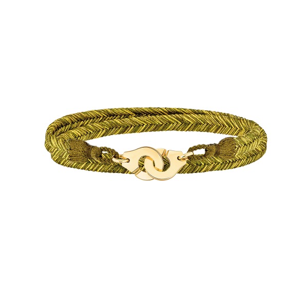 Bracelet Tissé Dinh Van Menottes R10 Vert Olive & Or Jaune