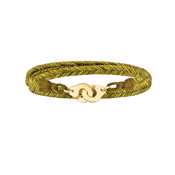 Bracelet Tissé Dinh Van Menottes R10 Vert Olive & Or Jaune