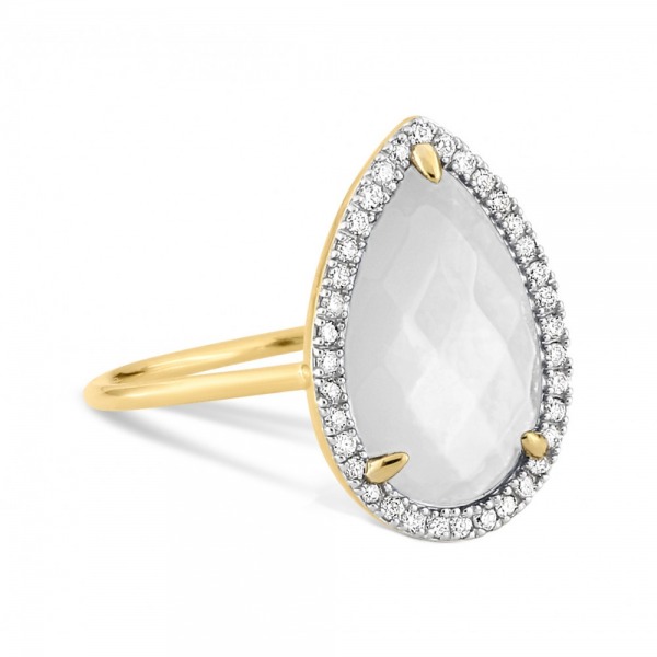 Bague Morganne Bello Alma Nacre Blanche & Diamants Or Jaune