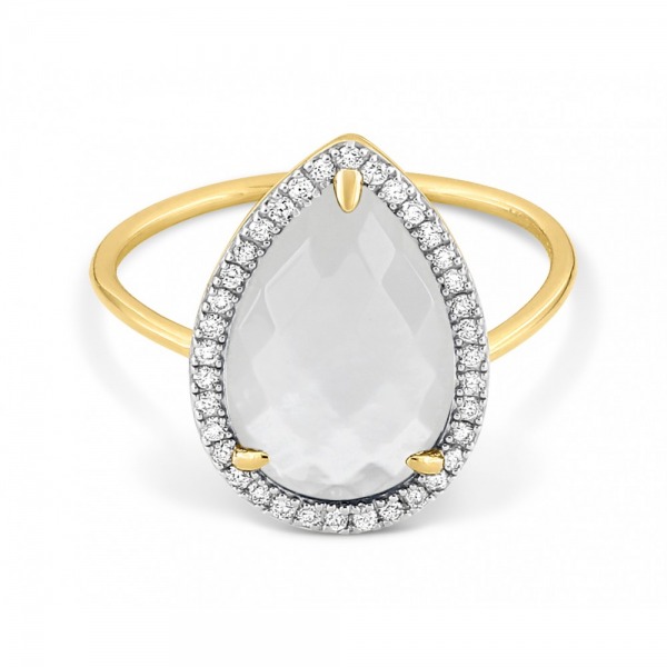 Bague Morganne Bello Alma Nacre Blanche & Diamants Or Jaune