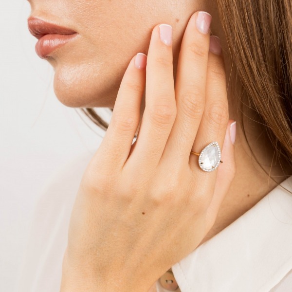 Bague Morganne Bello Alma Nacre Blanche & Diamants Or Jaune