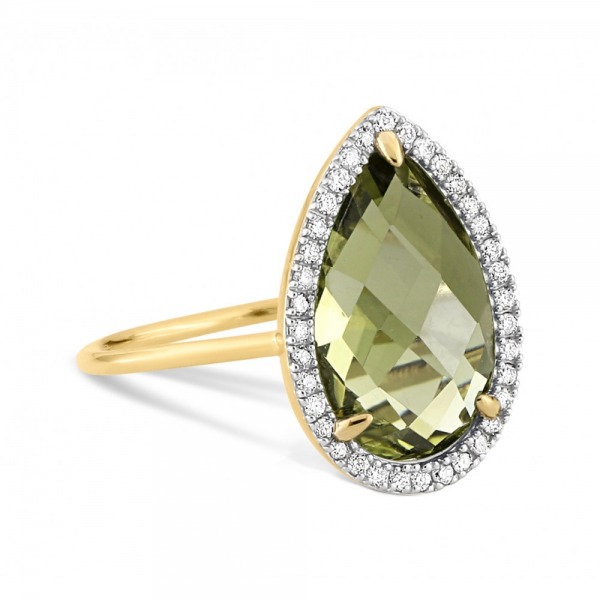 Bague Morganne Bello Alma Quartz Olive & Diamants Or Jaune