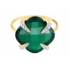 Bague Morganne Bello  Victoria Lys Grande Agate Verte & Diamants Or Jaune