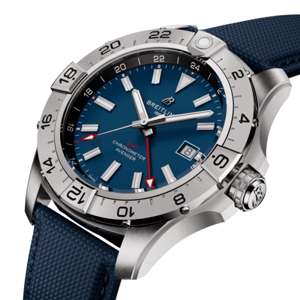 Montre Breitling Avenger Automatic GMT 44 Cadran Bleu Bracelet Cuir