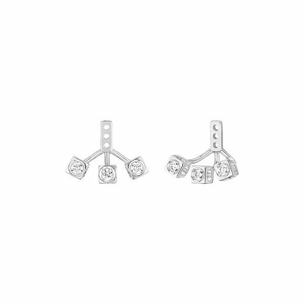 Boucles d’Oreilles Dinh Van Le Cube Diamant Or Blanc Et Diamants