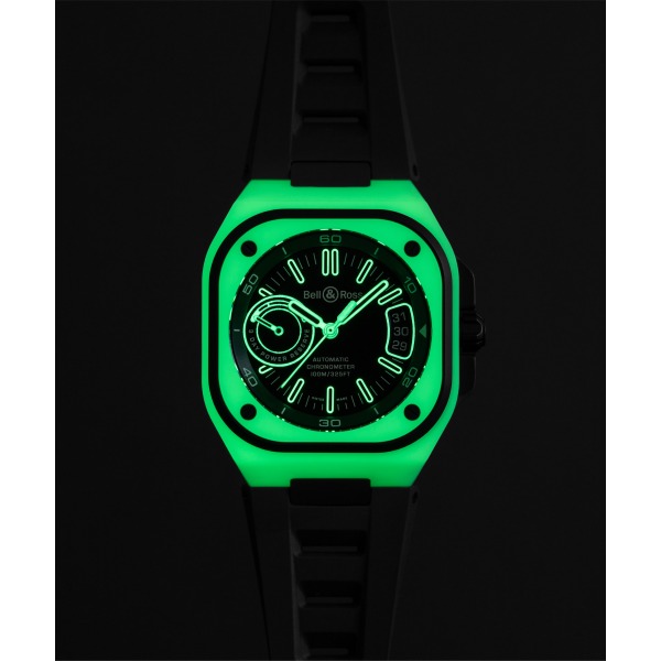 Montre BELL & ROSS BR-X5 GREEN LUM Bracelet Caoutchouc