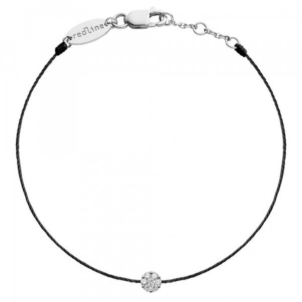 Bracelet Redline Illusion Diamants  0.05 ct Or Blanc Fil Noir
