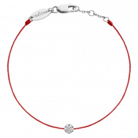 Bracelet Redline Illusion Diamants  0.05 ct Or Blanc Fil Rouge