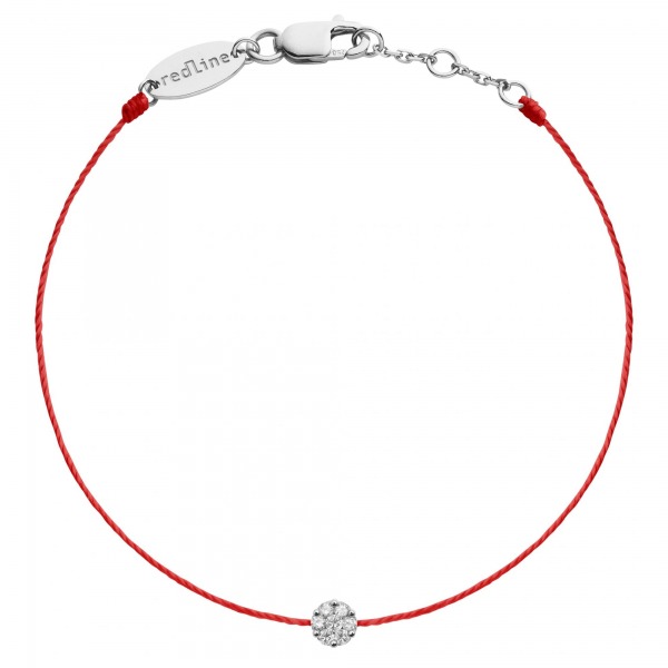 Bracelet Redline Illusion Diamants  0.05 ct Or Blanc Fil Rouge