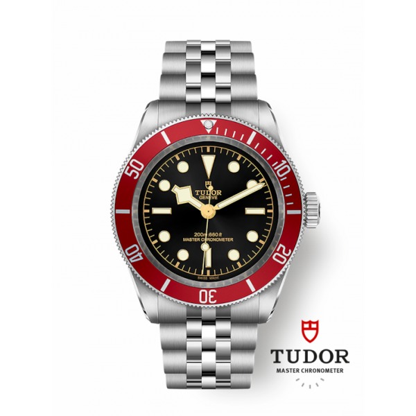 MONTRE HOMME TUDOR BLACK BAY 41 MM LUNETTE ROUGE BRACELET EN ACIER