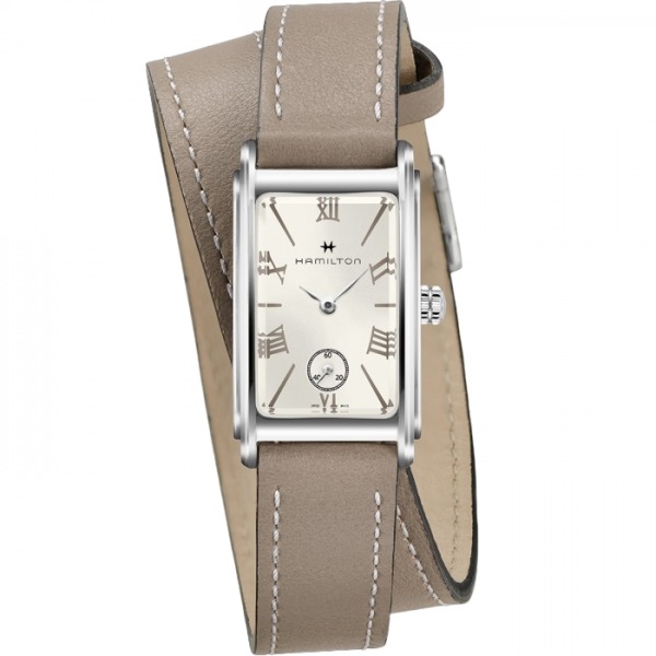 Montre Hamilton American Classic Ardmore Quartz Cadran Blanc Bracelet Double Cuir Brun