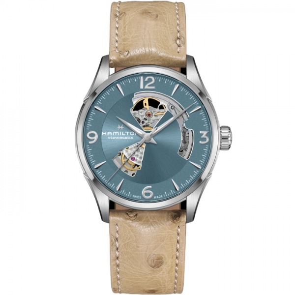 Montre Hamilton Jazzmaster Open Heart cadran bleu pastel 42 mm