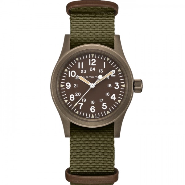 Montre Hamilton Khaki Field Mechanical Cadran Vert Bracelet Nato Vert