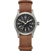 Montre Hamilton Khaki Field Mechanical Cadran Noir Bracelet Cuir Brun