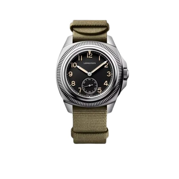 Montre Longines Pilot Majetek Cadran Noir Bracelet Synthétique