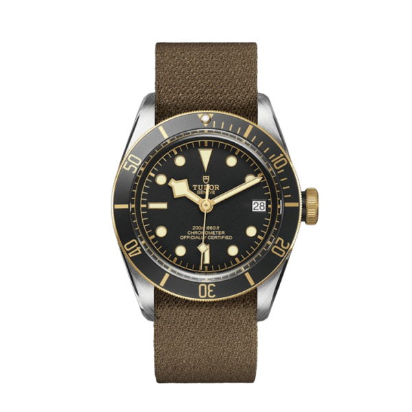 MONTRE HOMME TUDOR BLACK BAY S&G ACIER AVEC BRACELET EN TISSU BRUN