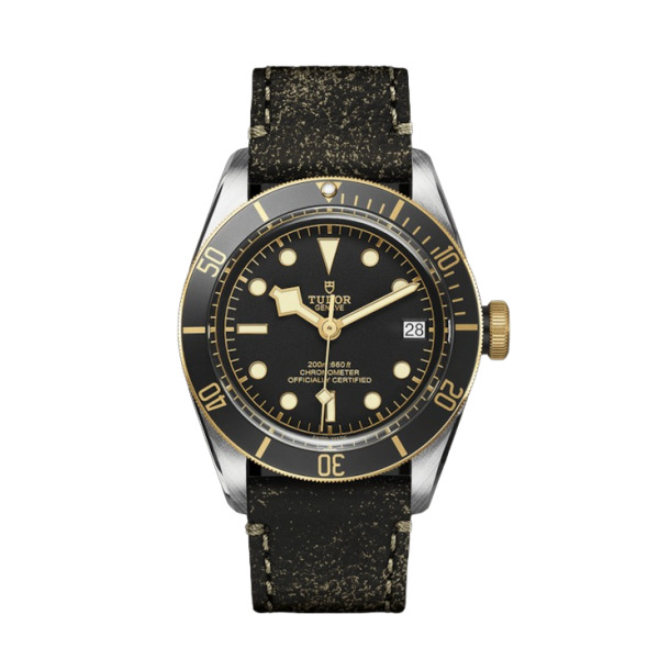 MONTRE HOMME TUDOR BLACK BAY S&G ACIER AVEC BRACELET EN CUIR VIEILLI