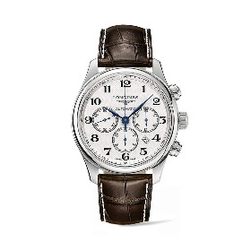Montre Longines Master Collection Chrono Bracelet Cuir Cadran Argenté