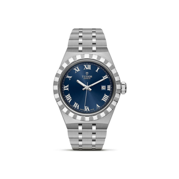 Montre Femme Tudor Royal 28mm Boîtier Acier Cadran Bleu serti de diamants